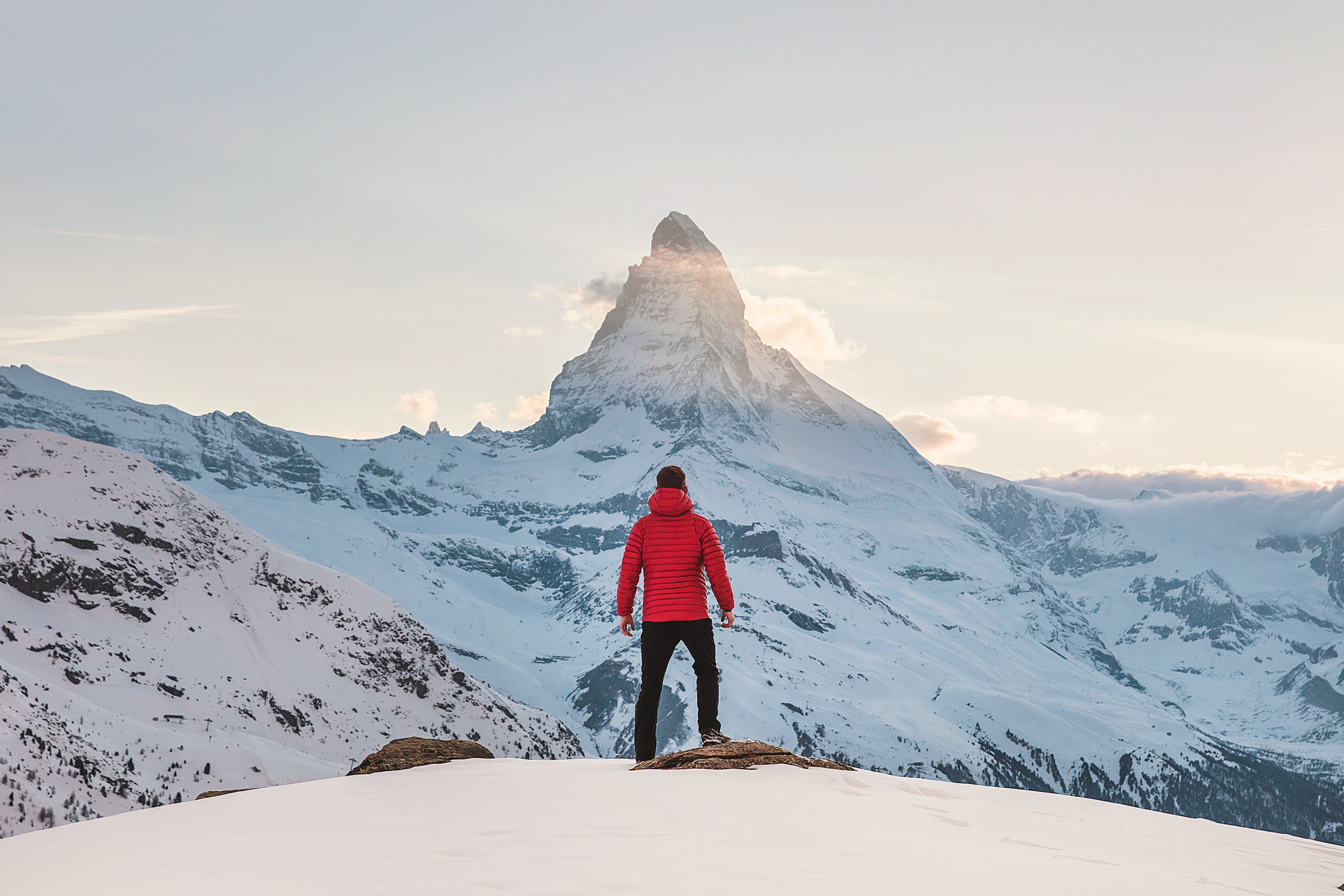 Man soul-searching on mountain